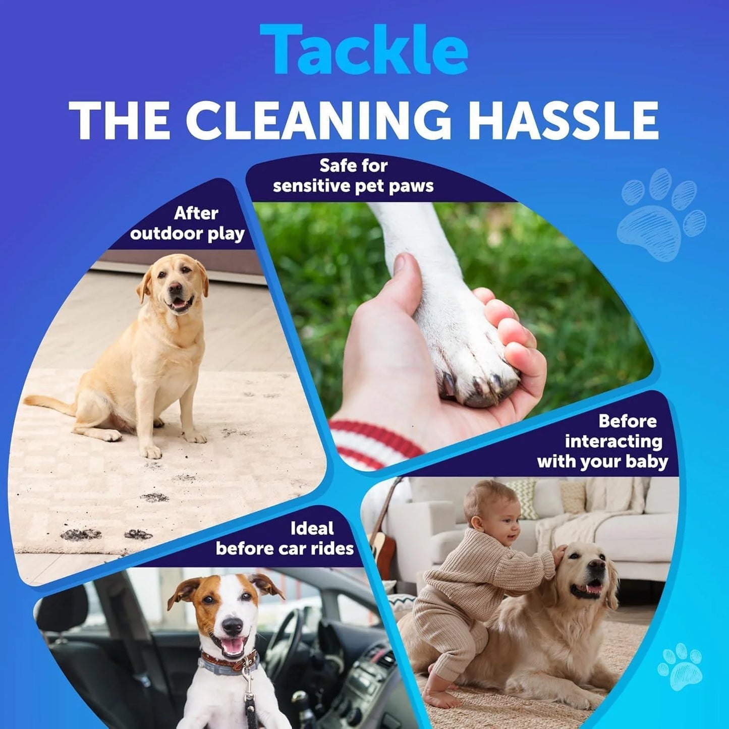 Paw Cleaner for Dogs – Silicone Brush Cup + 5 fl oz No-Rinse Foaming Cleanser